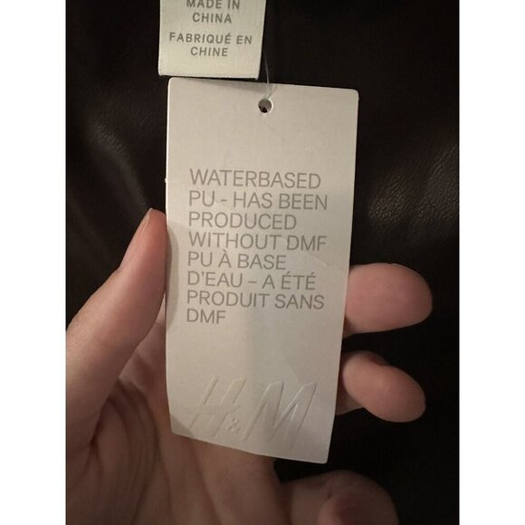 H&M Faux Leather Skinny Pants Lined Womens Size 8 Black 100% STRETCH Polyester - Picture 2 of 5